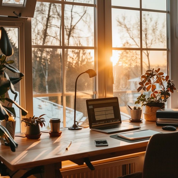 Professional working attentively at an organised desk with natural lighting in a Brisbane office